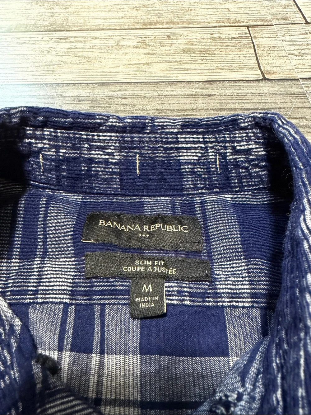 Banana Republic Slim Fit Corduroy Plaid Button Up Shirt Men’s M Blue White